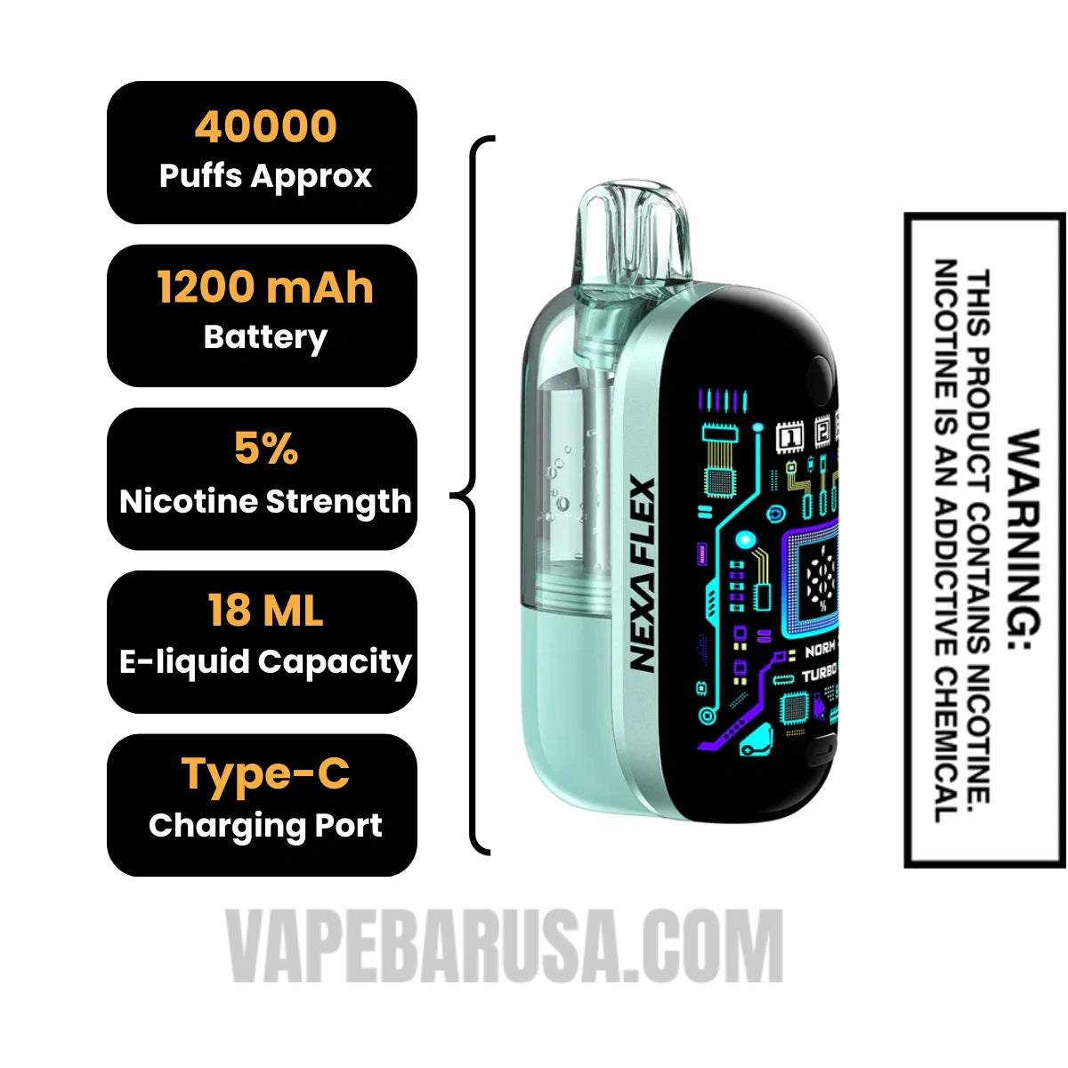 Pepper Mint Nexa Flex 40K Disposable Vape Kit Specifications Pepper Mint Nexa Flex 40K Disposable Vape Kit Specifications