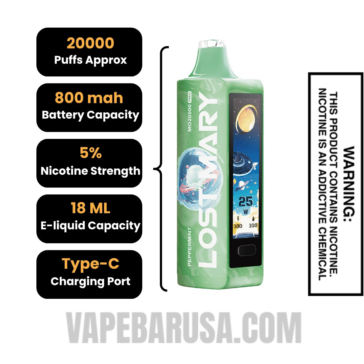 Peppermint Lost Mary MO20000 Disposable Vape Specifications Peppermint Lost Mary MO20000 Disposable Vape Specifications