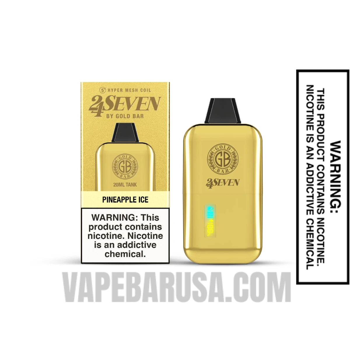 Pineapple Ice Gold Bar 24Seven Disposable Vape with Package Box Pineapple Ice Gold Bar 24Seven Disposable Vape with Package Box