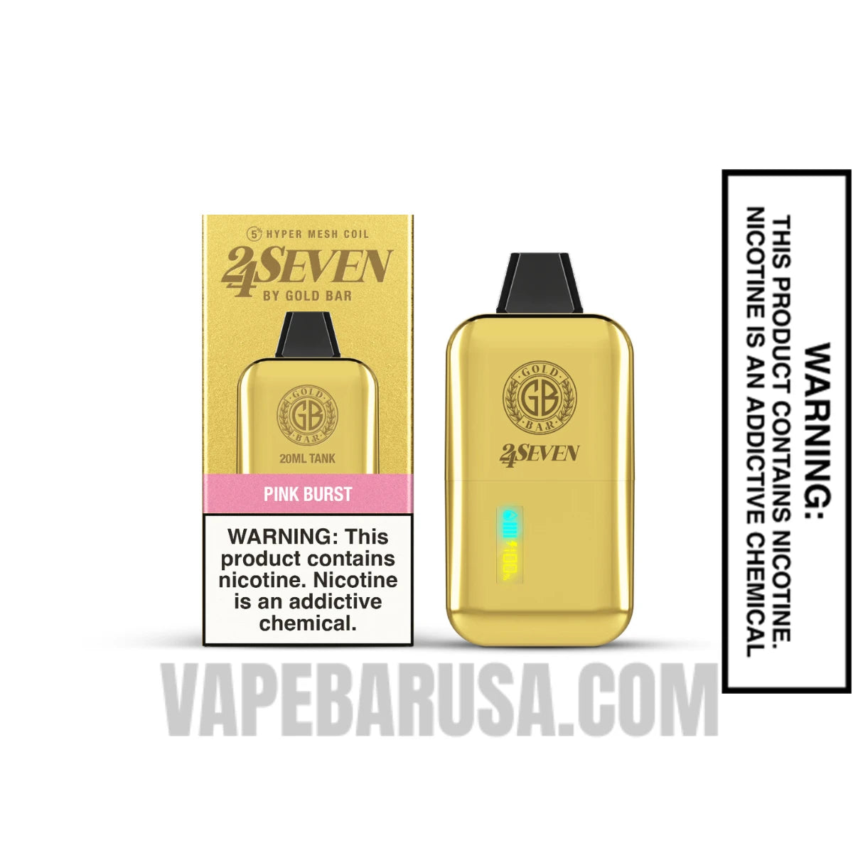 Pink Burst Gold Bar 24Seven Disposable Vape with Package Box Pink Burst Gold Bar 24Seven Disposable Vape with Package Box