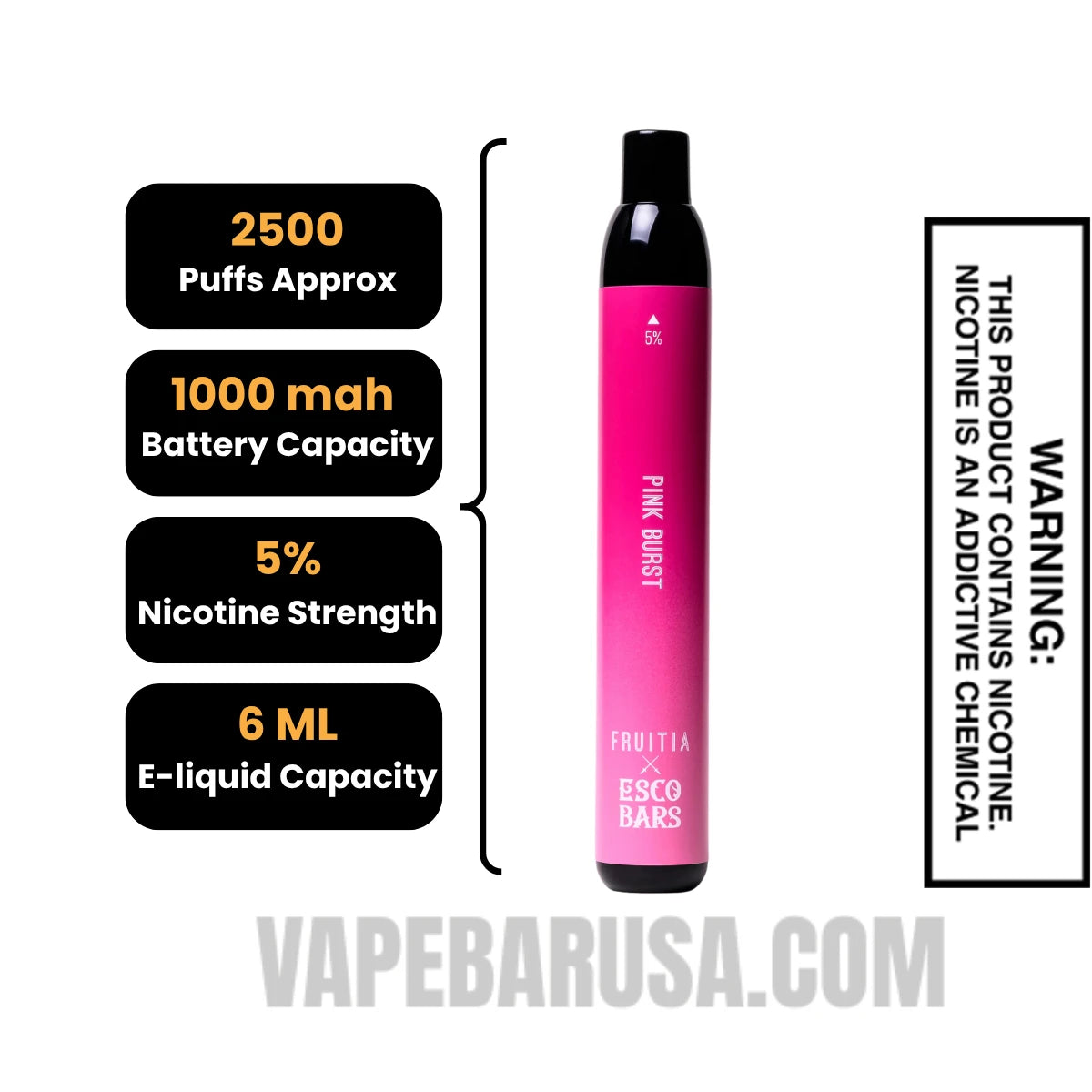 Pink Burst Esco Bars 2500 Puffs Disposable Vape Specifications Pink Burst Esco Bars 2500 Puffs Disposable Vape Specifications