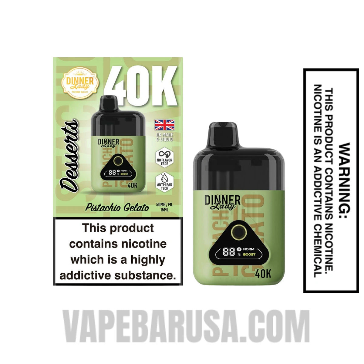 Pistachio Gelato Dinner Lady 40K Disposable Vape With Package Box Pistachio Gelato Dinner Lady 40K Disposable Vape With Package Box