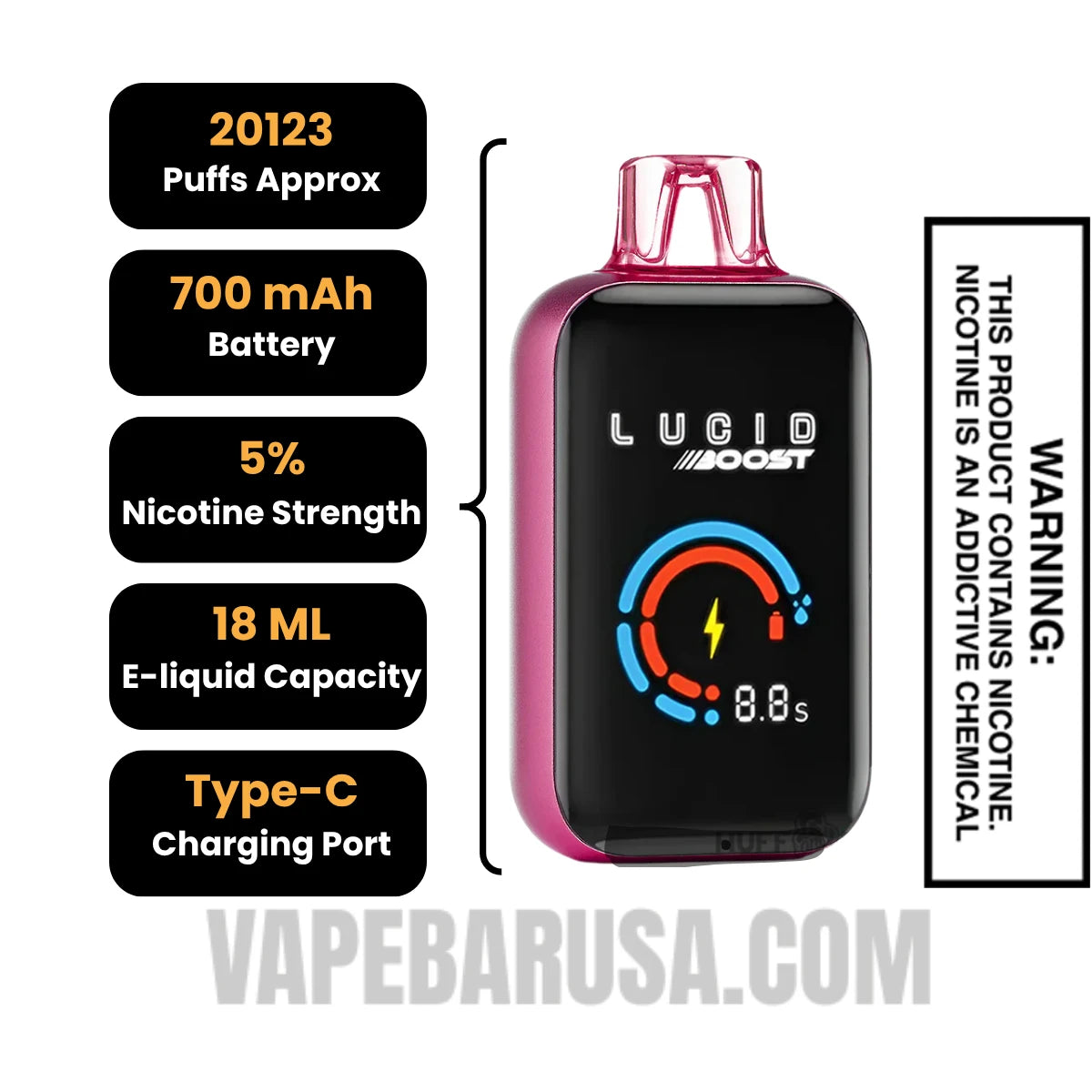Pomegranate Razz Lucid Boost 20123 Disposable Vape Specifications Pomegranate Razz Lucid Boost 20123 Disposable Vape Specifications