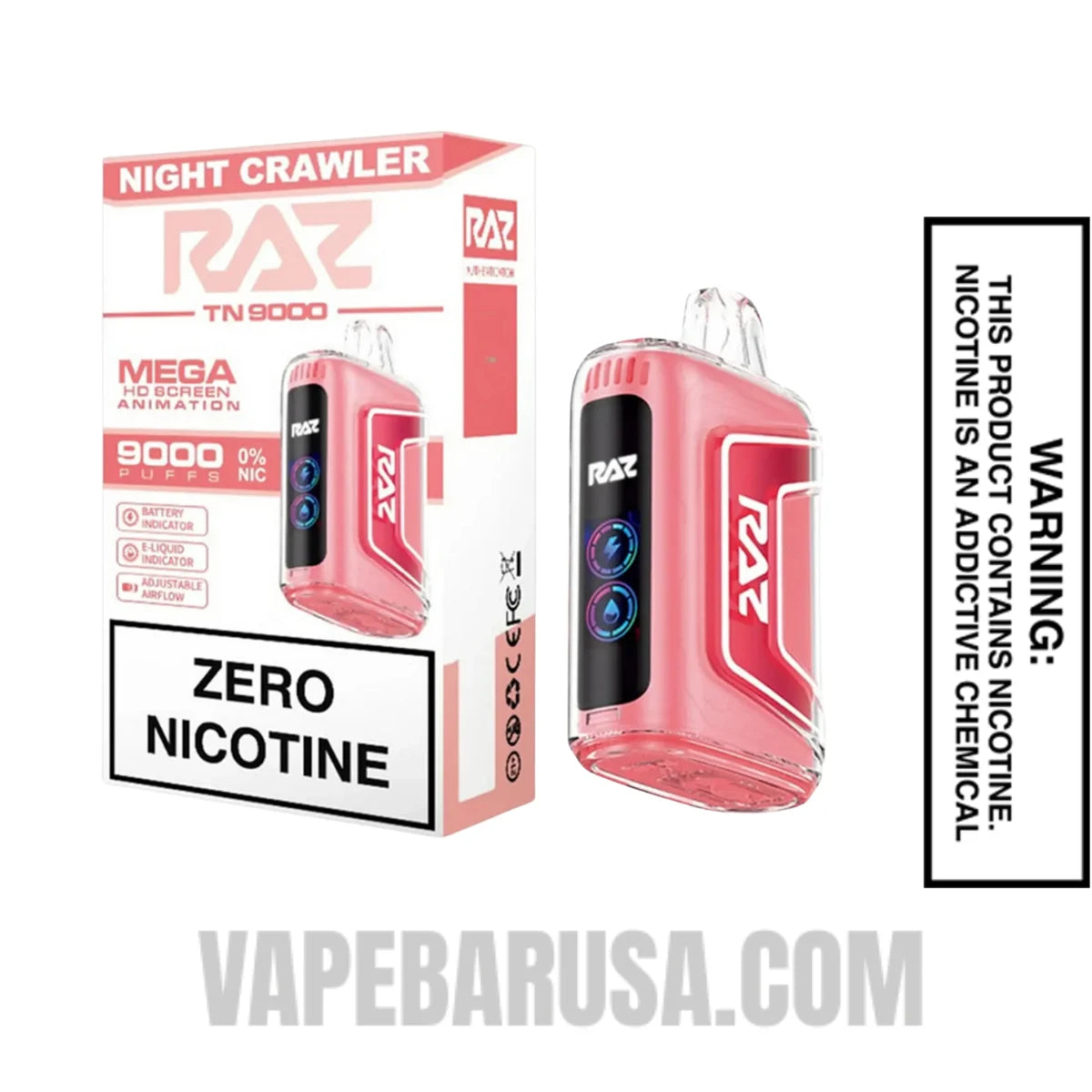 Night Crawler RAZ Disposable Vape 0% Nic With Package Box Night Crawler RAZ Disposable Vape 0% Nic With Package Box