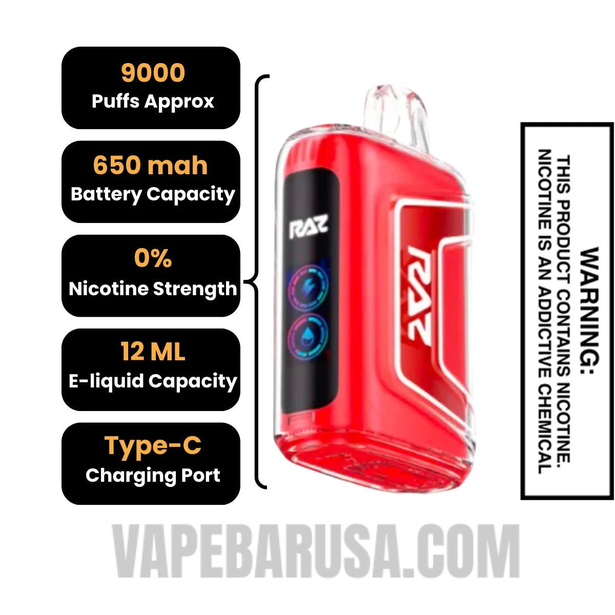Watermelon Ice RAZ Disposable Vape 0% Nic Specifications Watermelon Ice RAZ Disposable Vape 0% Nic Specifications