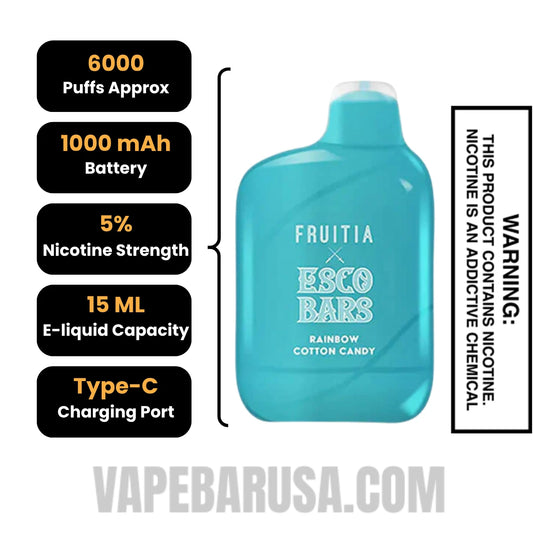 Rainbow Cotton Candy Esco Bars 6000 Puffs Disposable Vape Rainbow Cotton Candy Esco Bars 6000 Puffs Disposable Vape