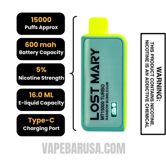 Rainbow Bubblegum Lost Mary MT15000 Turbo Vape Rainbow Bubblegum Lost Mary MT15000 Turbo Vape