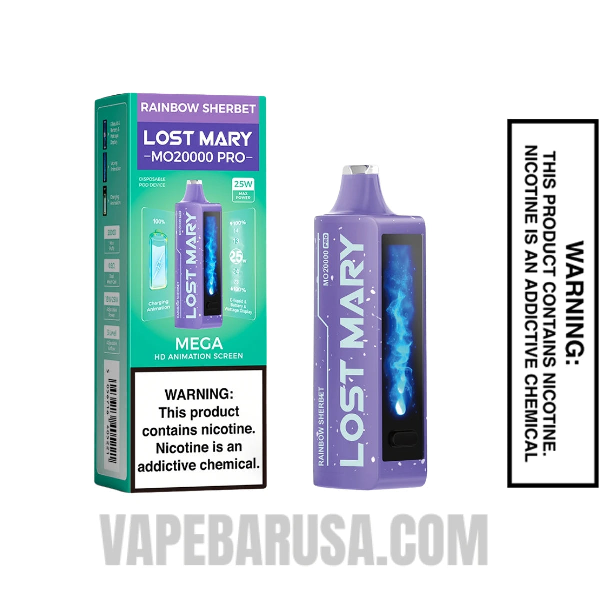 Rainbow Sherbet Lost Mary MO20000 Disposable Vape With Package Box Rainbow Sherbet Lost Mary MO20000 Disposable Vape With Package Box