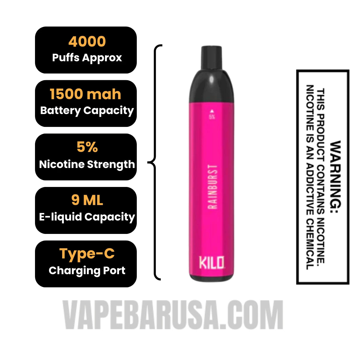 Rainburst Esco Bars 4000 Puffs Disposable Vape Specifications Rainburst Esco Bars 4000 Puffs Disposable Vape Specifications