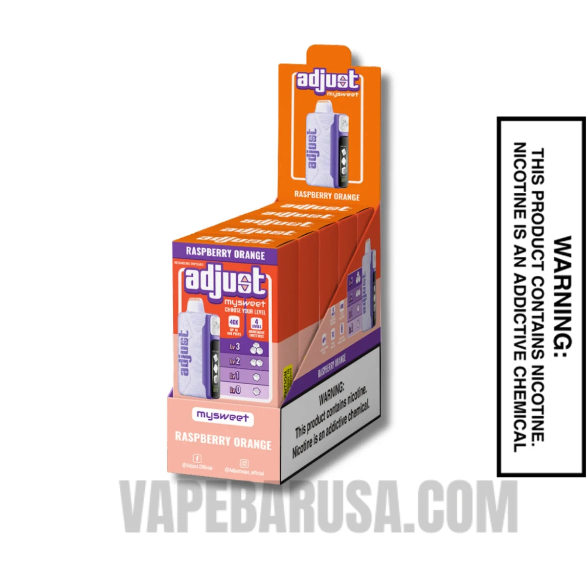 Raspberry Orange Adjust MySweet 40K Disposable Vape With Bundle Box Raspberry Orange Adjust MySweet 40K Disposable Vape With Bundle Box