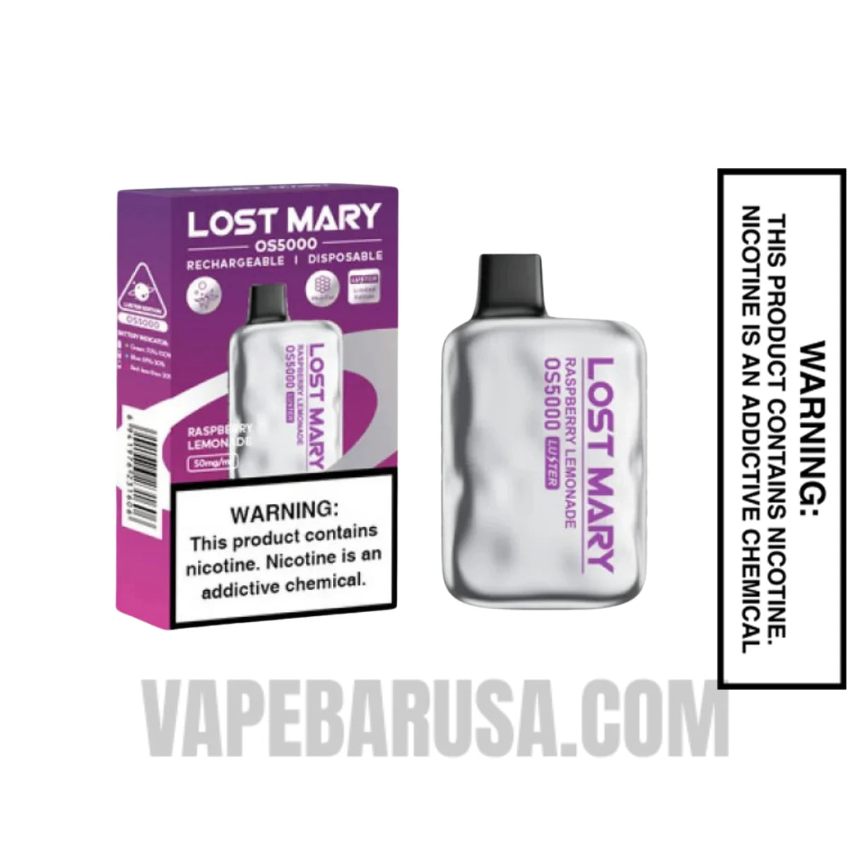 Raspberry Lemonade Lost Mary OS5000 Luster Edition Vape With Package Box Raspberry Lemonade Lost Mary OS5000 Luster Edition Vape With Package Box
