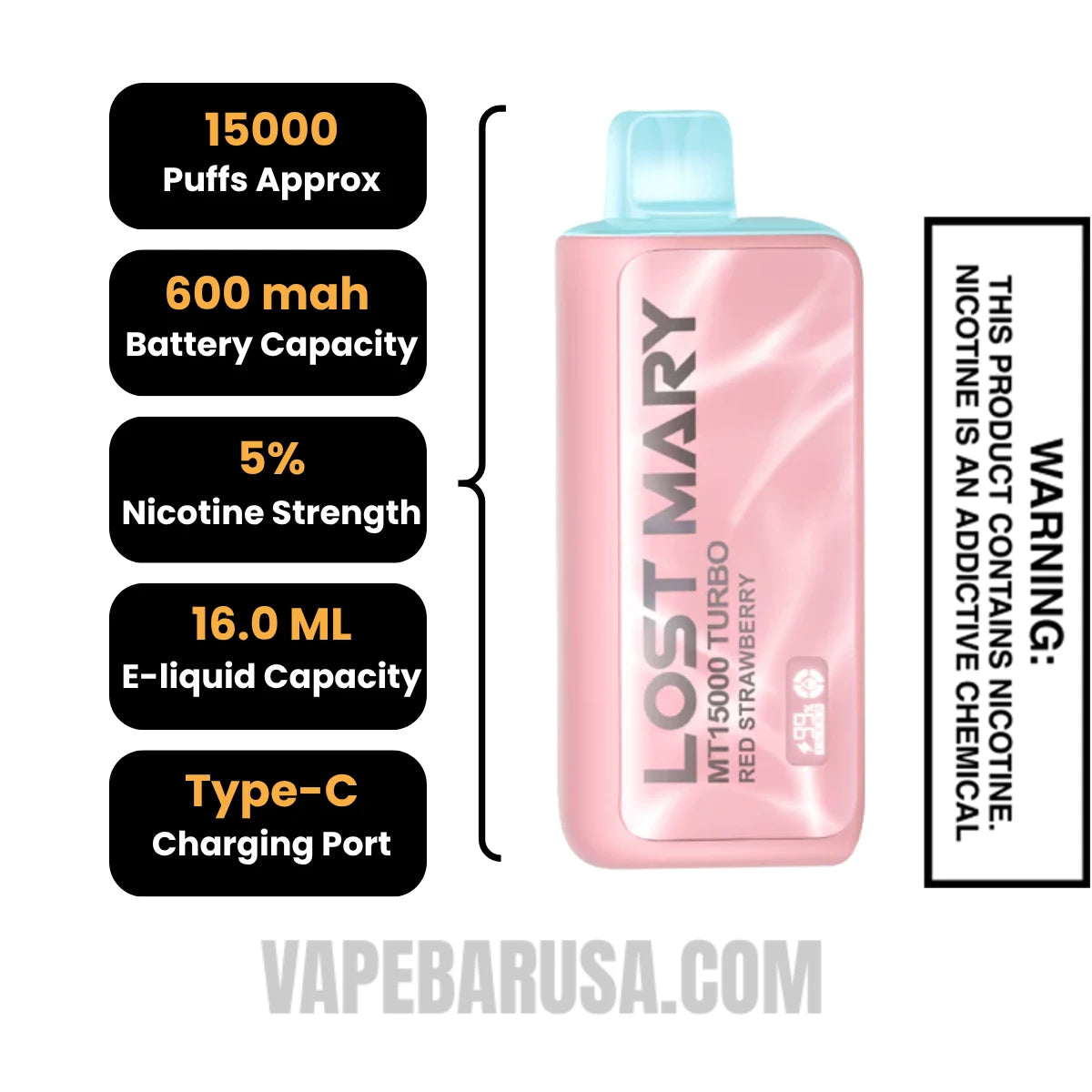 Red Strawberry Lost Mary MT15000 Turbo Vape Specifications Red Strawberry Lost Mary MT15000 Turbo Vape Specifications