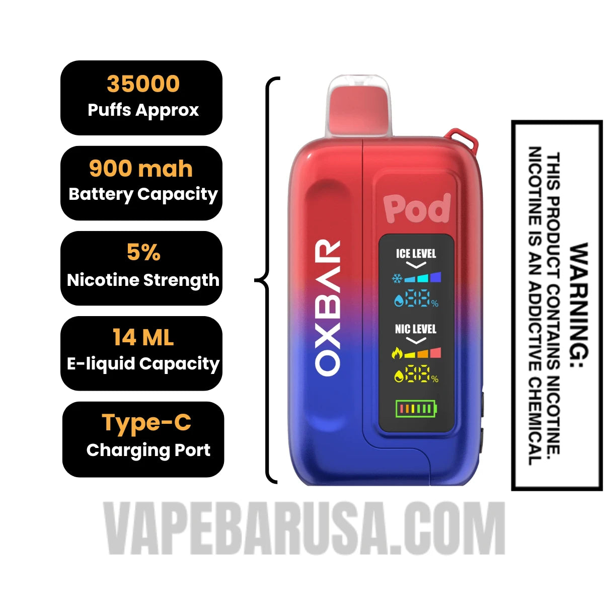 Rocket Pop OXBAR Ice-Nic Control Disposable Vape Specifcations Rocket Pop OXBAR Ice-Nic Control Disposable Vape Specifcations