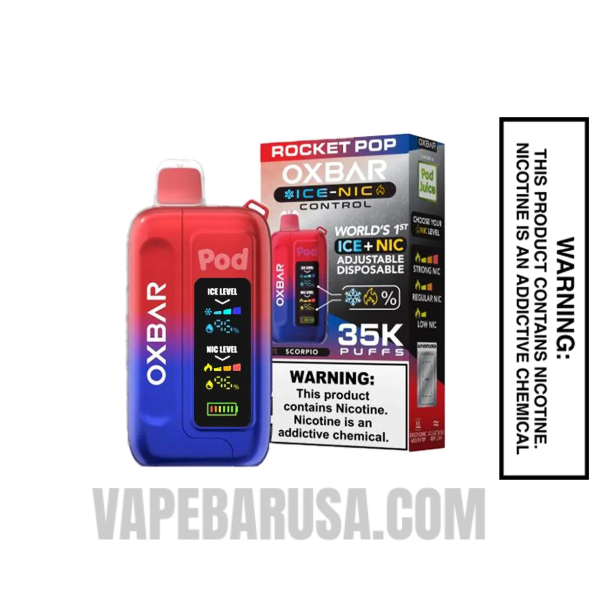 Rocket Pop OXBAR Ice-Nic Control Disposable Vape With Package Box Rocket Pop OXBAR Ice-Nic Control Disposable Vape With Package Box