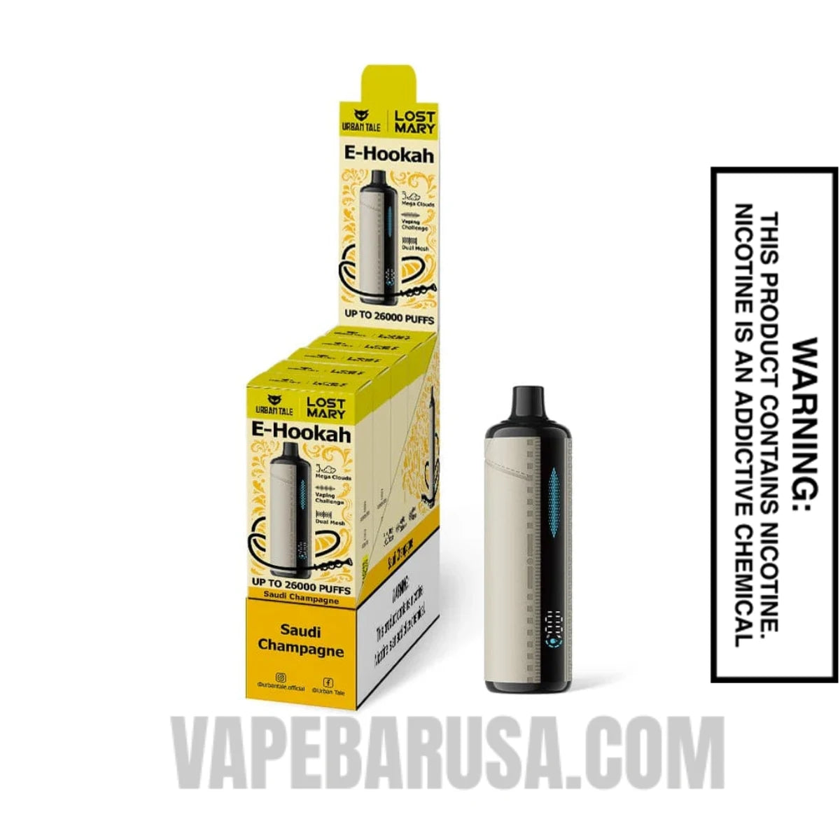 Saudi Champagne Lost Mary x Urban Tale E Hookah Disposable Vape With Bundle Pack Saudi Champagne Lost Mary x Urban Tale E Hookah Disposable Vape With Bundle Pack