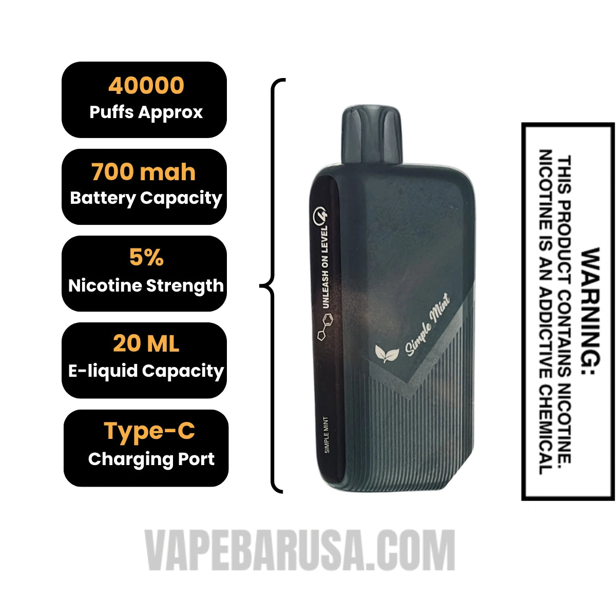 Simple Mint Pillow Talk Nic Control NC40000 Disposable Vape Specifications Simple Mint Pillow Talk Nic Control NC40000 Disposable Vape Specifications