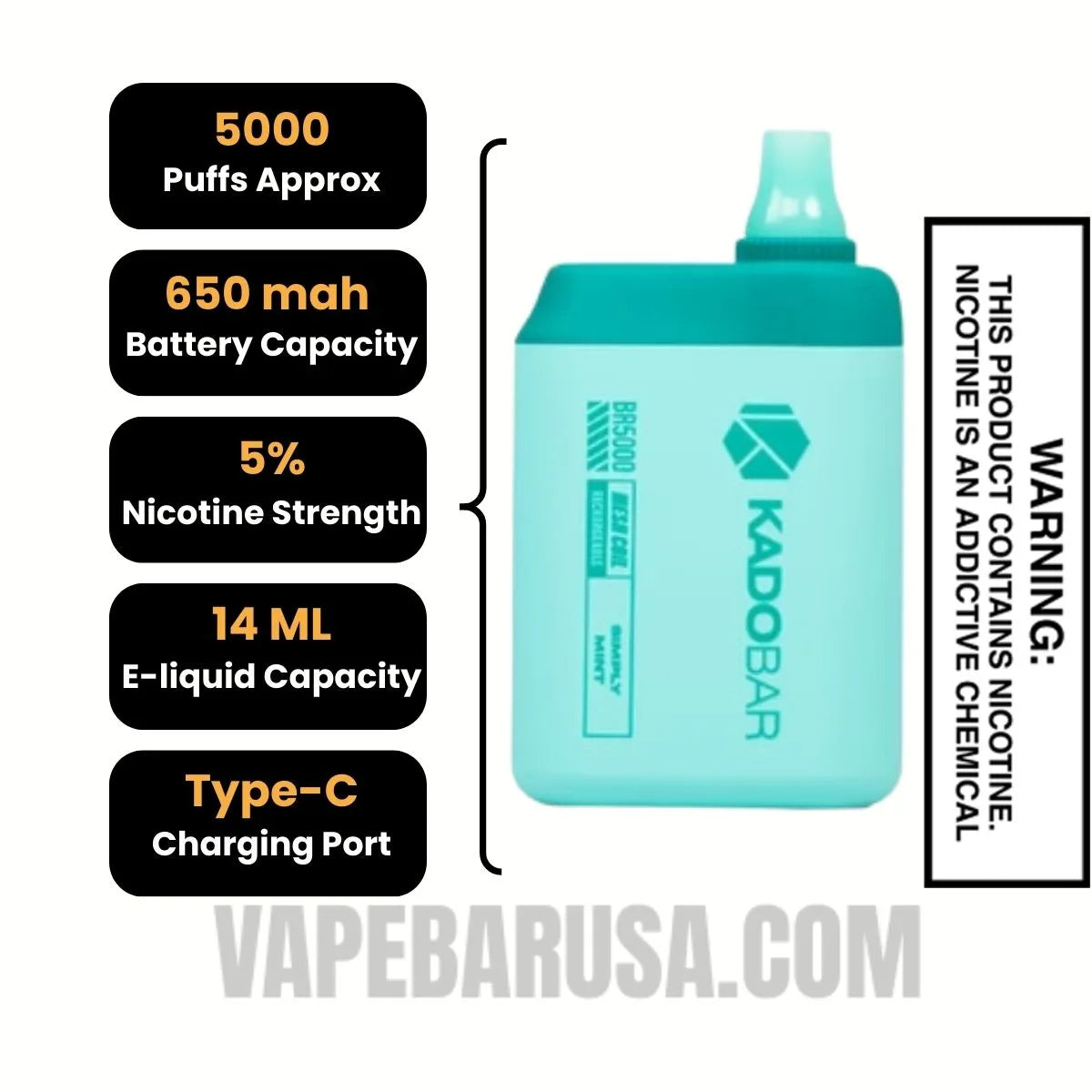 Simply Mint Kado Bar BR5000 Disposable Vape Specifications Simply Mint Kado Bar BR5000 Disposable Vape Specifications