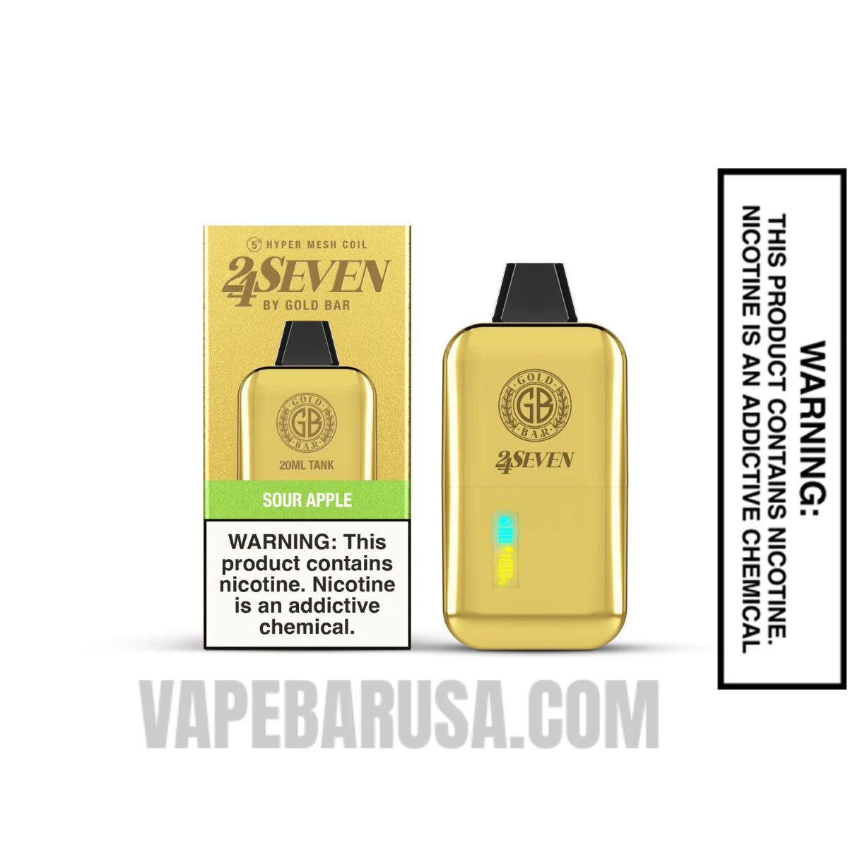 Sour Apple Gold Bar 24Seven Disposable Vape with Package Box Sour Apple Gold Bar 24Seven Disposable Vape with Package Box