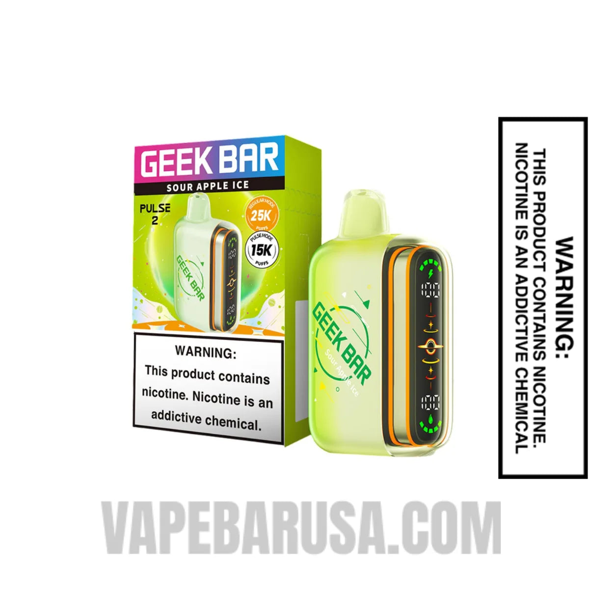 Sour Apple Ice Geek Bar Pulse 2 Disposable Vape With Package Box Sour Apple Ice Geek Bar Pulse 2 Disposable Vape With Package Box