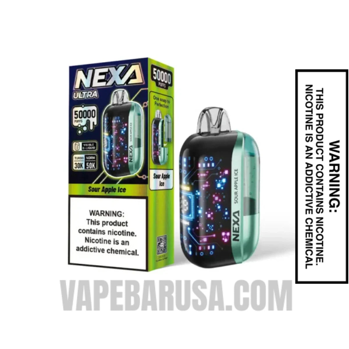 Sour Apple Ice Nexa Ultra 50000 Disposable Vape With Package Box Sour Apple Ice Nexa Ultra 50000 Disposable Vape With Package Box
