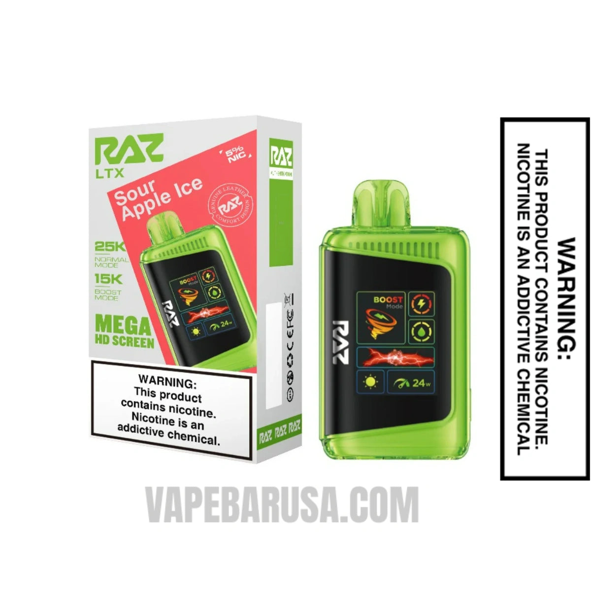 Sour Apple Ice RAZ LTX 25000 Disposable Vape With Package Box Sour Apple Ice RAZ LTX 25000 Disposable Vape With Package Box