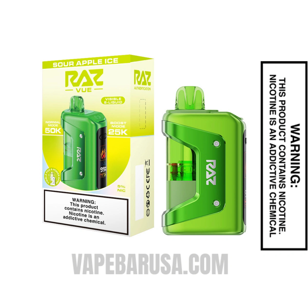 Sour Apple Ice RAZ VUE 50K Disposable Kit with Package Box Sour Apple Ice RAZ VUE 50K Disposable Kit with Package Box