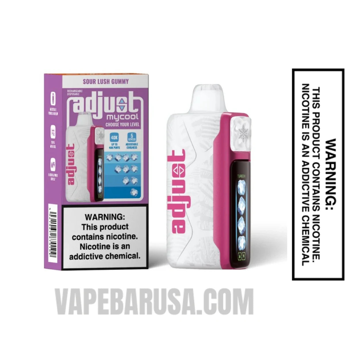 Sour Lush Gummy Adjust MyCool 40K Disposable Vape With Package Box Sour Lush Gummy Adjust MyCool 40K Disposable Vape With Package Box