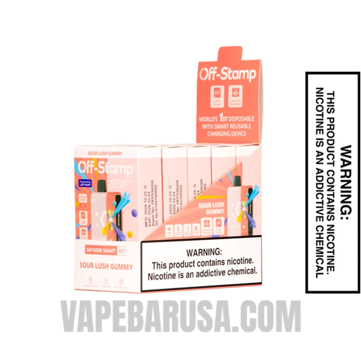 Sour Lush Gummy Off-Stamp SW16000 Disposable Pod With Bundle Pack Sour Lush Gummy Off-Stamp SW16000 Disposable Pod With Bundle Pack