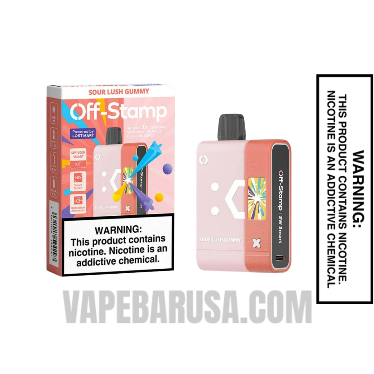 Sour Lush Gummy Off-Stamp SW16000 Disposable Pod With Package Box Sour Lush Gummy Off-Stamp SW16000 Disposable Pod With Package Box