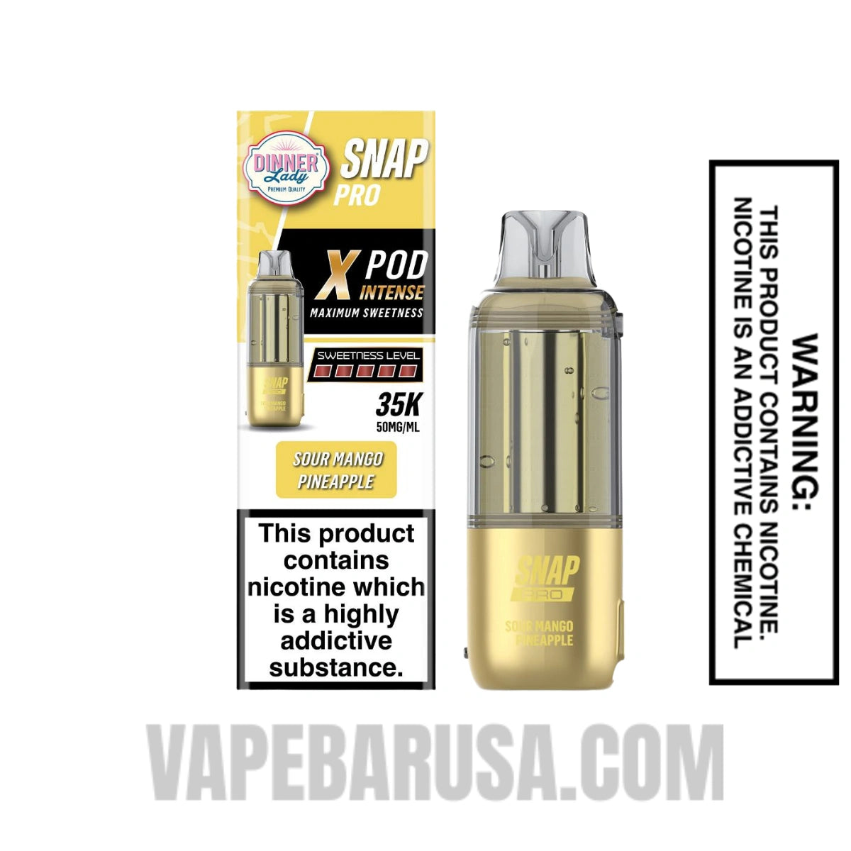 Sour Mango Pineapple Dinner Lady Snap Pro Intense 35K Pre-filled Replacement Pod with package box Sour Mango Pineapple Dinner Lady Snap Pro Intense 35K Pre-filled Replacement Pod with package box