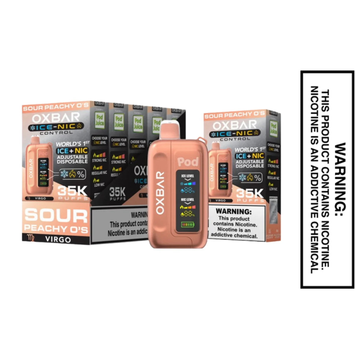 Sour Peachy O's OXBAR Ice-Nic Control Disposable Vape With Bundle pack Sour Peachy O's OXBAR Ice-Nic Control Disposable Vape With Bundle pack