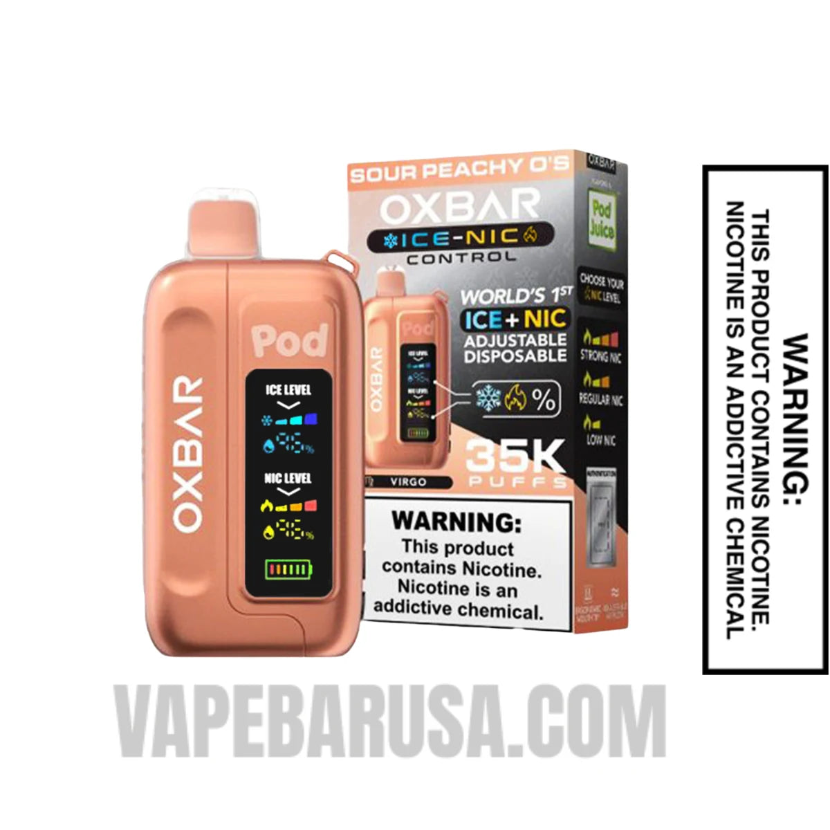 Sour Peachy O's OXBAR Ice-Nic Control Disposable Vape With Package Box Sour Peachy O's OXBAR Ice-Nic Control Disposable Vape With Package Box