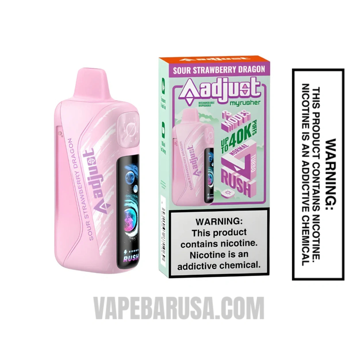 Sour Strawberry Dragon Adjust MyRusher 40K Disposable Vape With Package Box Sour Strawberry Dragon Adjust MyRusher 40K Disposable Vape With Package Box