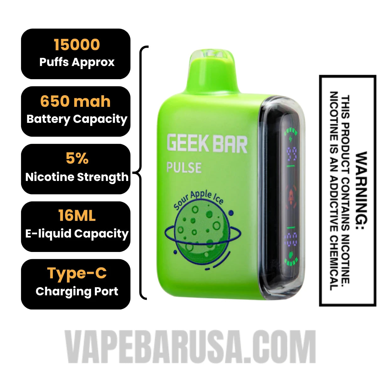 Sour Apple Ice Geek Bar Pulse Disposable Vape Specifications Sour Apple Ice Geek Bar Pulse Disposable Vape Specifications