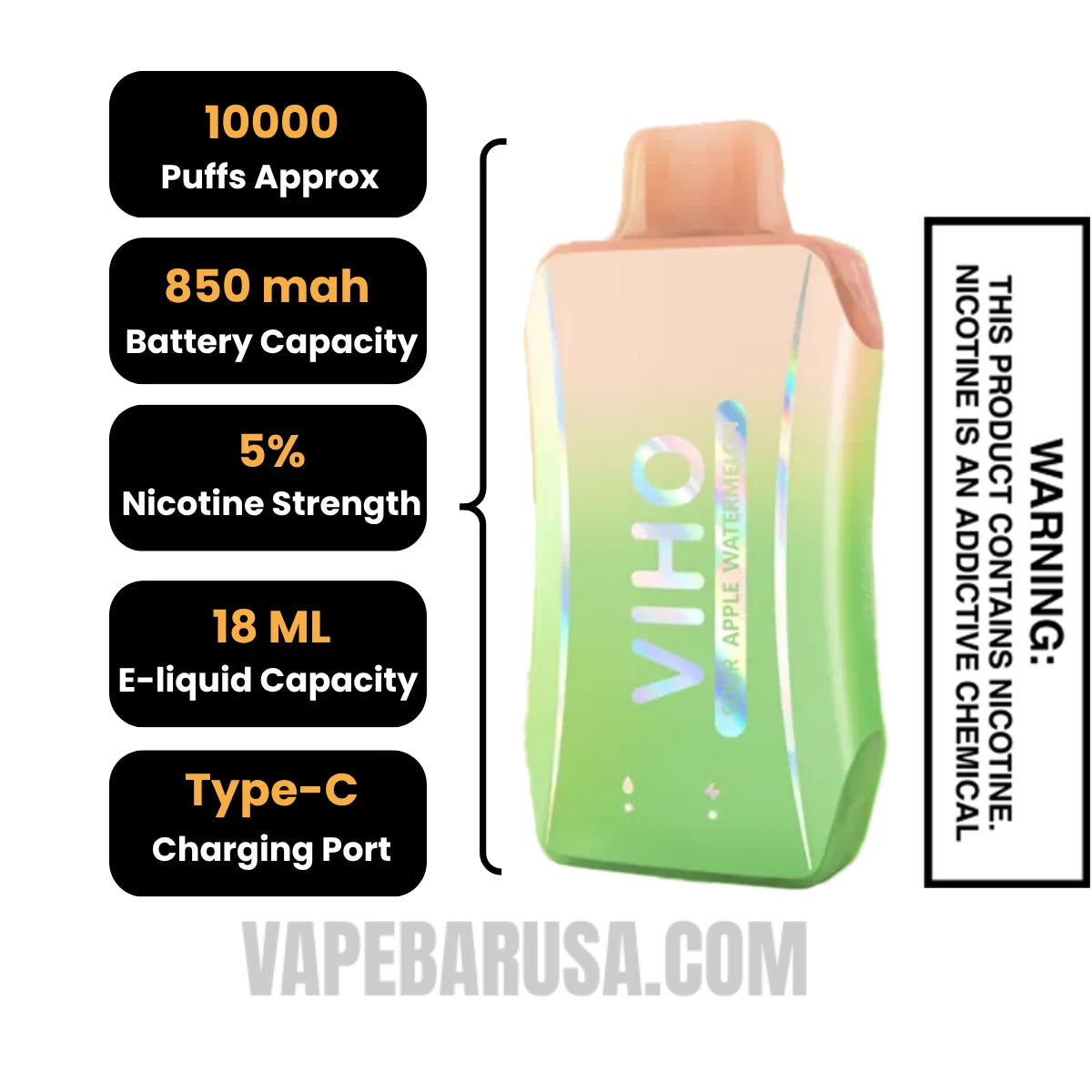 Sour Apple Watermelon VIHO Turbo Vape 10000 Puffs Sour Apple Watermelon VIHO Turbo Vape 10000 Puffs