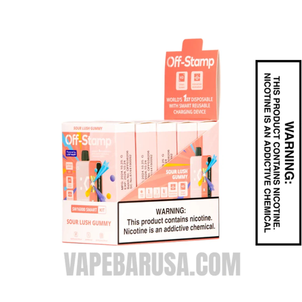 Sour Lush Gummy Off Stamp SW16000 Disposable Vape Kit With Bundle Pack Sour Lush Gummy Off Stamp SW16000 Disposable Vape Kit With Bundle Pack