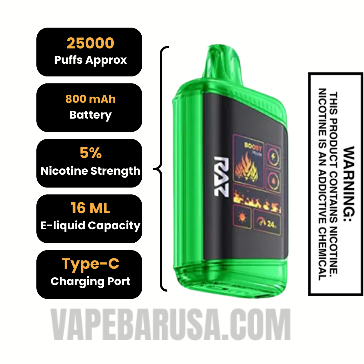 Sour Watermelon Peach RAZ DC25000 Disposable Vape Specifications Sour Watermelon Peach RAZ DC25000 Disposable Vape Specifications