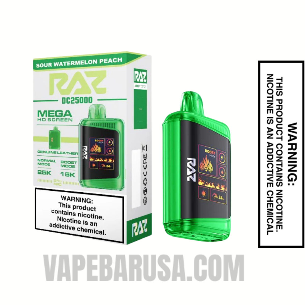 Sour Watermelon Peach RAZ DC25000 Disposable Vape With Package Box Sour Watermelon Peach RAZ DC25000 Disposable Vape With Package Box