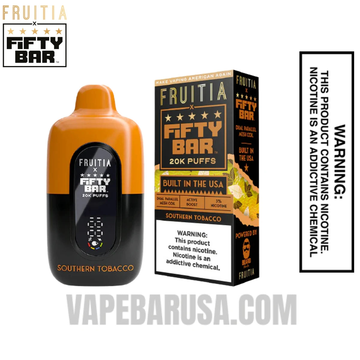 Southern Tobacco Fruitia X Fifty Bar 20K Vape With Package Box Southern Tobacco Fruitia X Fifty Bar 20K Vape With Package Box