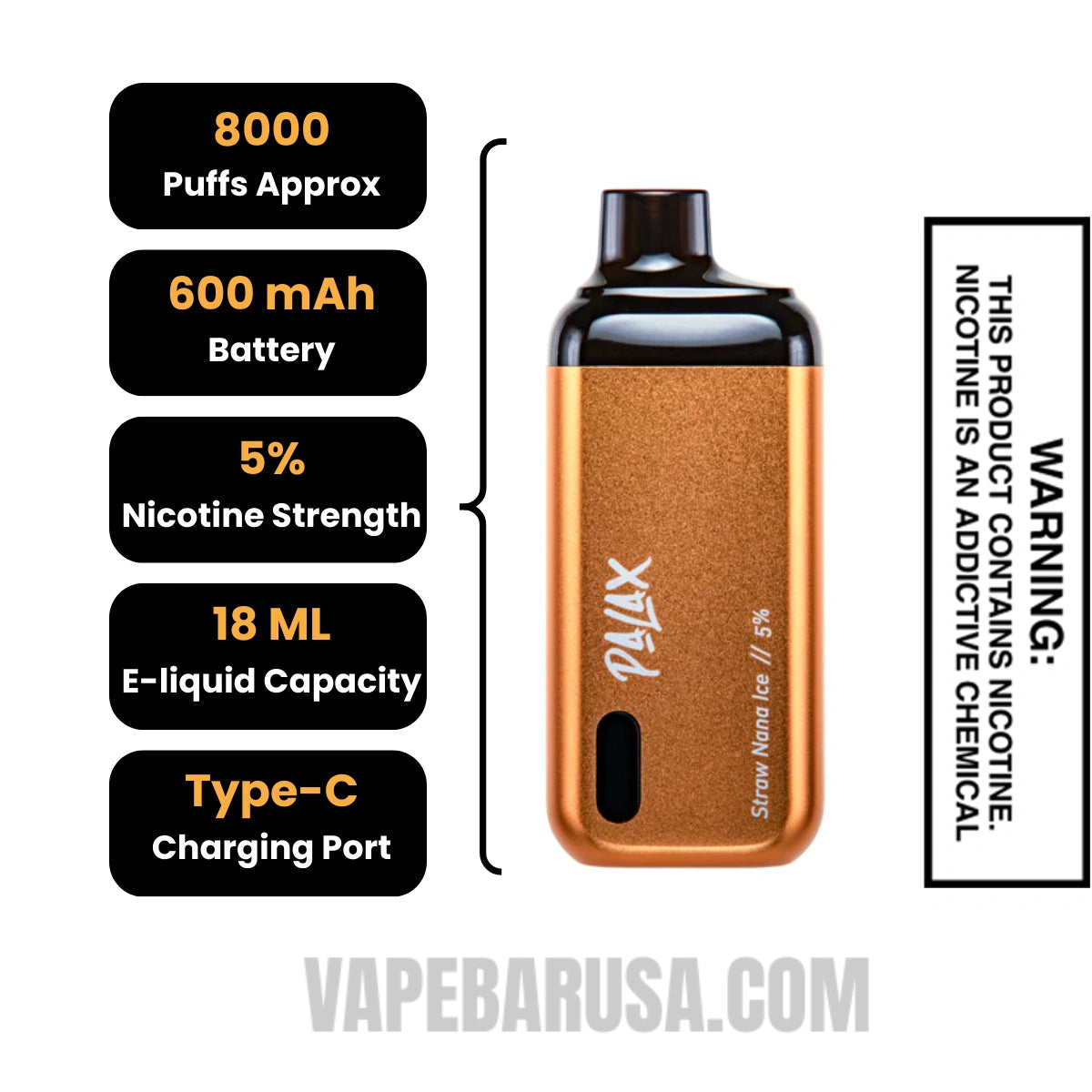 Straw Nana Ice Palax KC8000 Disposable Vape - Final Sale Specifications Straw Nana Ice Palax KC8000 Disposable Vape - Final Sale Specifications