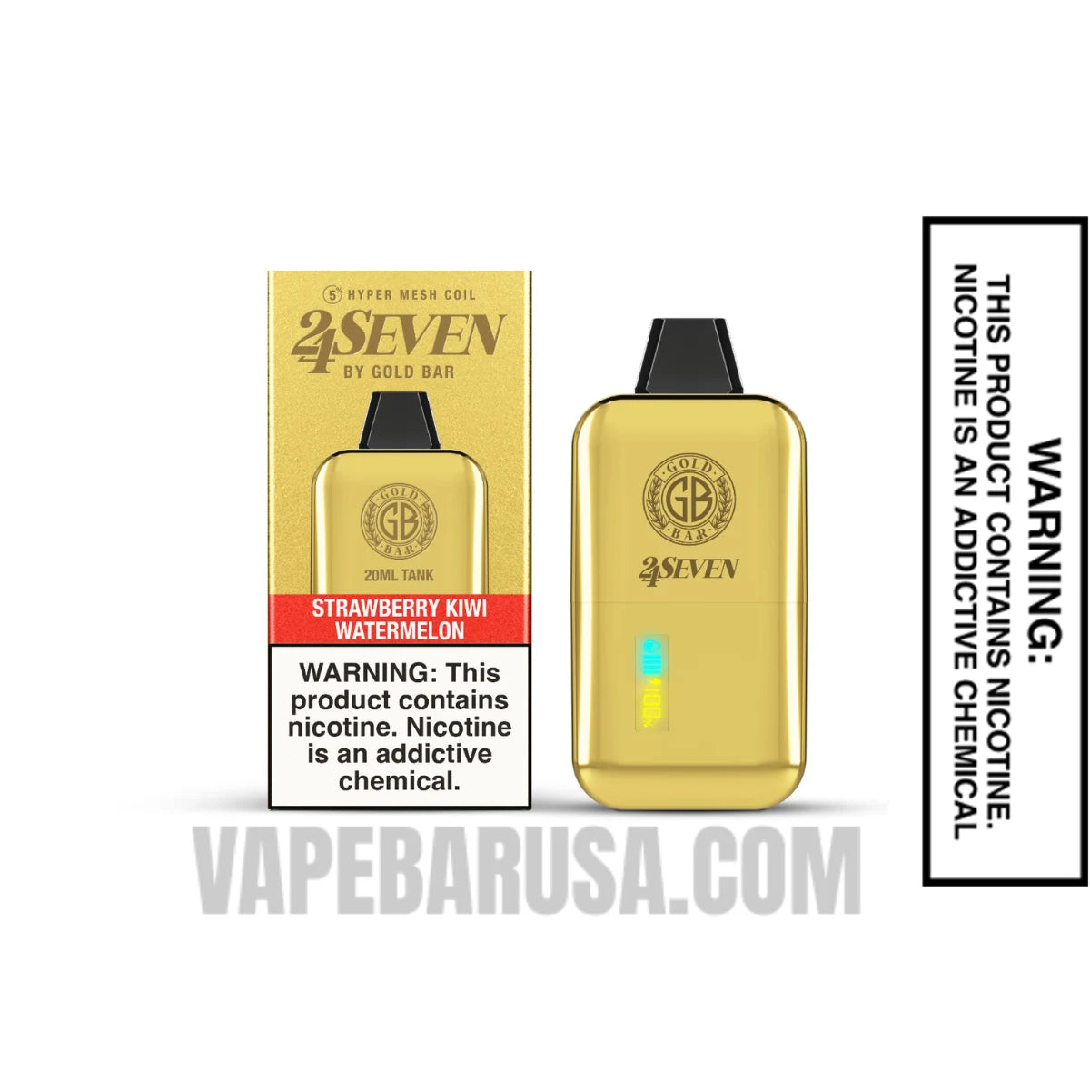 Strawberry Kiwi Watermelon Gold Bar 24Seven Disposable Vape with Package Box Strawberry Kiwi Watermelon Gold Bar 24Seven Disposable Vape with Package Box