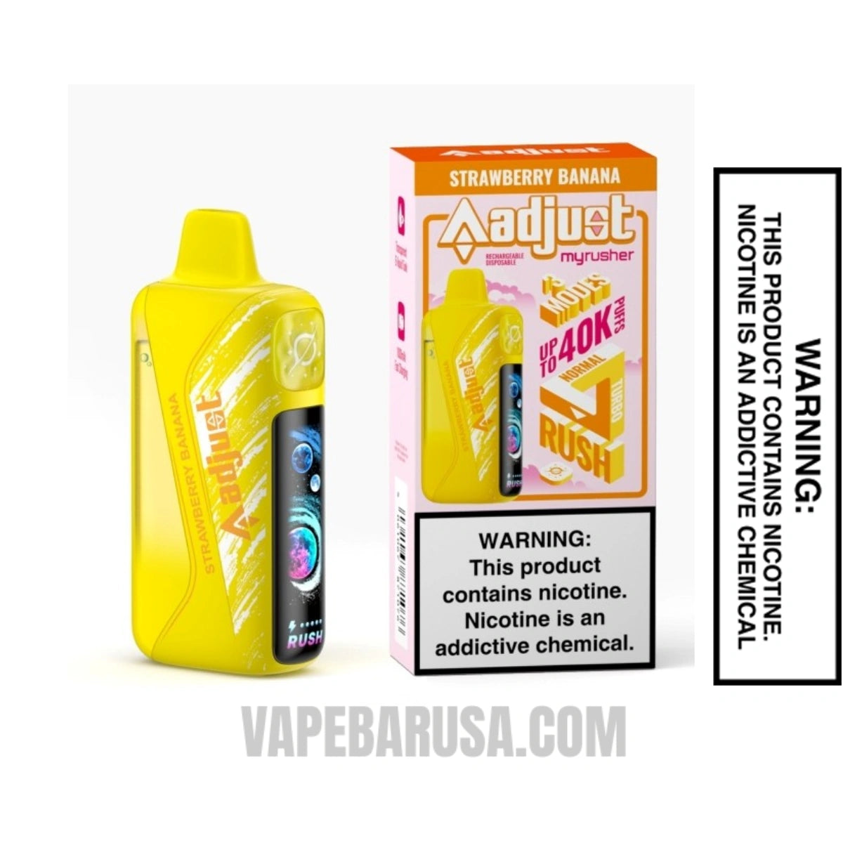 Strawberry Banana Adjust MyRusher 40K Disposable Vape with Package Box Strawberry Banana Adjust MyRusher 40K Disposable Vape with Package Box