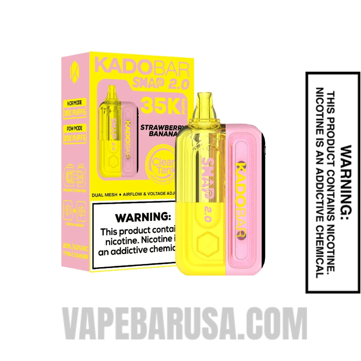 Strawberry Banana Kado Bar Snap 2.0 35K Disposable Vape Kit with Package Box Strawberry Banana Kado Bar Snap 2.0 35K Disposable Vape Kit with Package Box