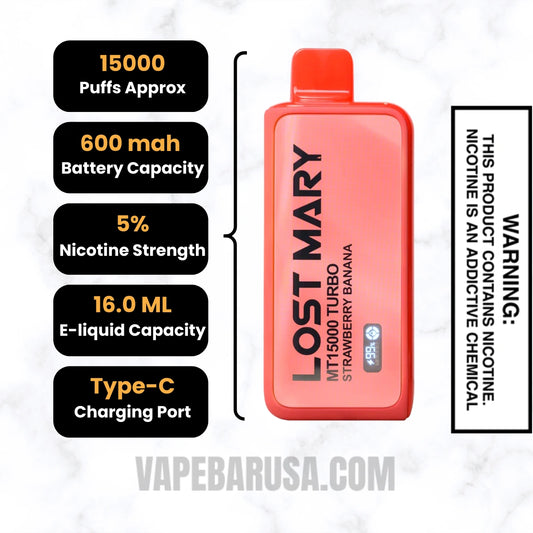 Strawberry Banana Lost Mary MT15000 Turbo Disposable Vape Strawberry Banana Lost Mary MT15000 Turbo Disposable Vape