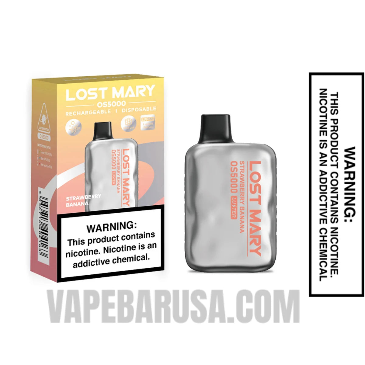 Strawberry Banana Lost Mary OS5000 Luster Vape With Package Box Strawberry Banana Lost Mary OS5000 Luster Vape With Package Box