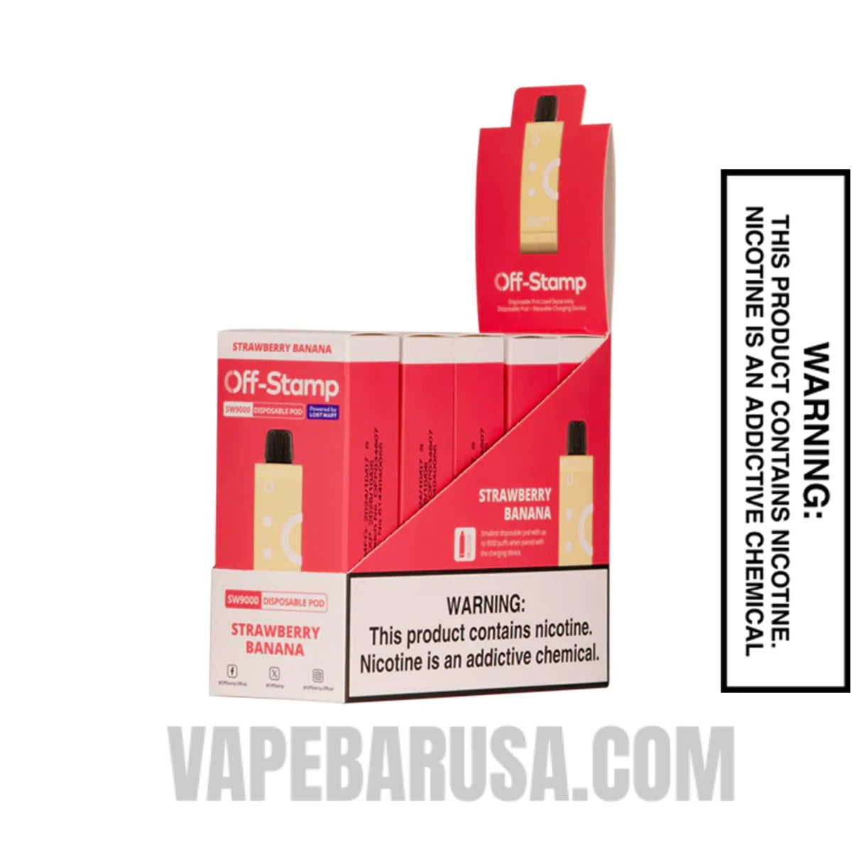 Strawberry Banana Off Stamp SW9000 Disposable Pod With Bundle Pack Strawberry Banana Off Stamp SW9000 Disposable Pod With Bundle Pack