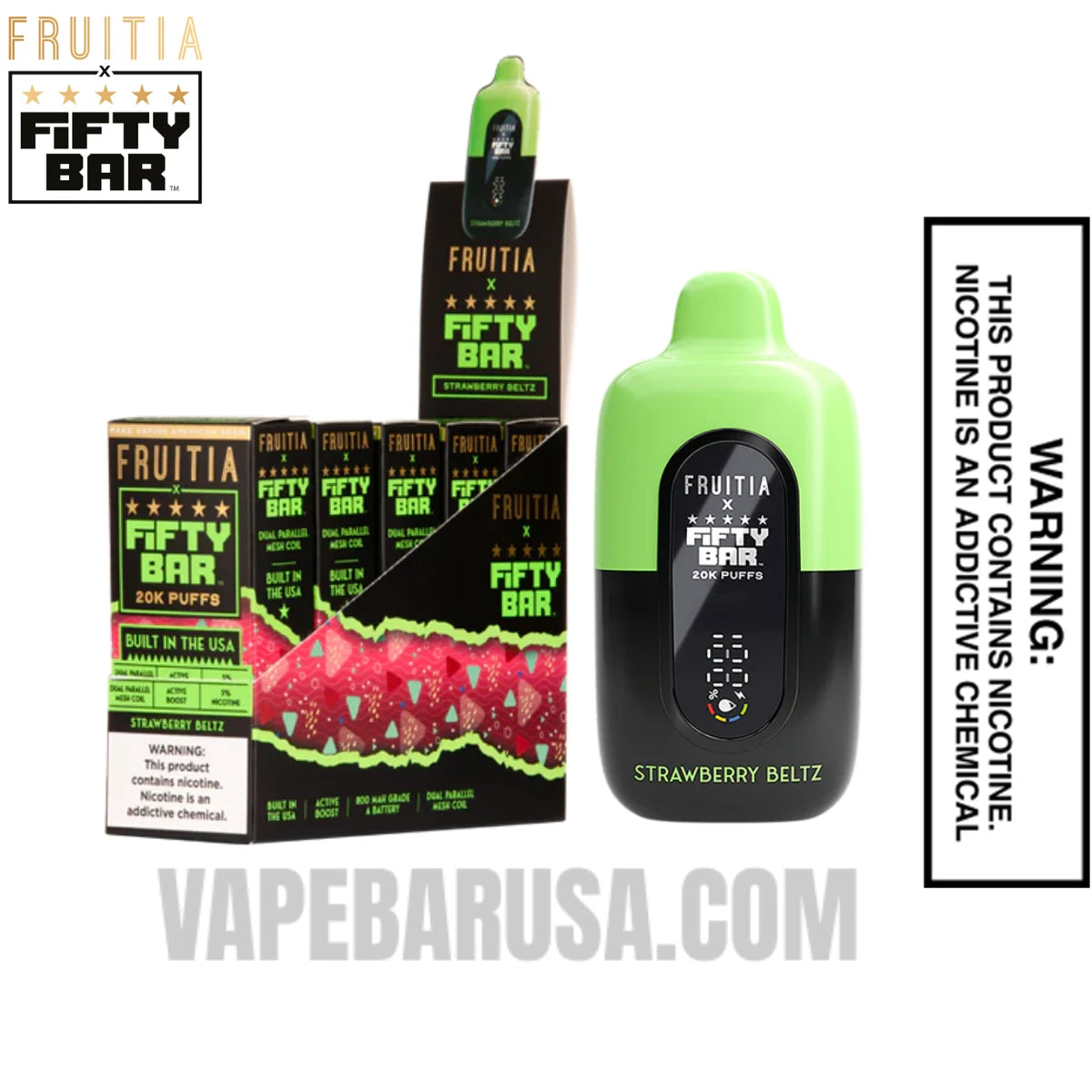 Strawberry Beltz Fruitia X Fifty Bar 20K Vape With Bundle Pack Strawberry Beltz Fruitia X Fifty Bar 20K Vape With Bundle Pack