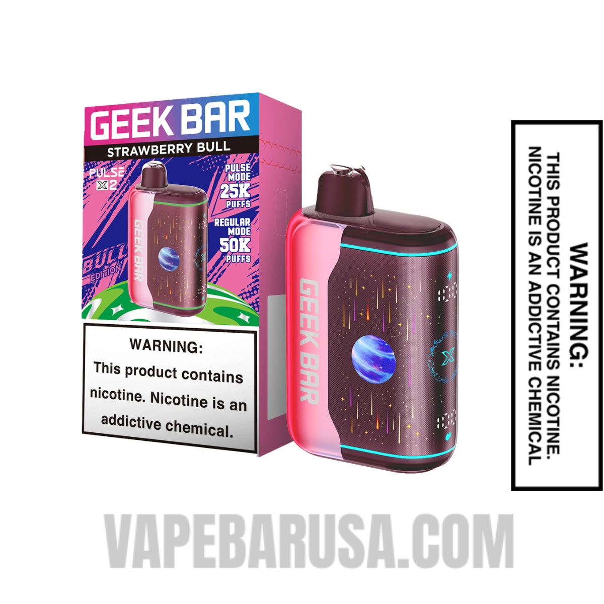Strawberry Bull Geek Bar Pulse X2 Disposable Vape With Package Box Strawberry Bull Geek Bar Pulse X2 Disposable Vape With Package Box