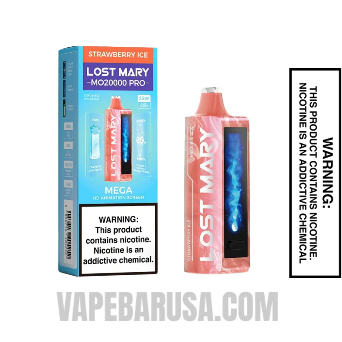 Strawberry Ice Lost Mary MO20000 Disposable Vape with package box Strawberry Ice Lost Mary MO20000 Disposable Vape with package box