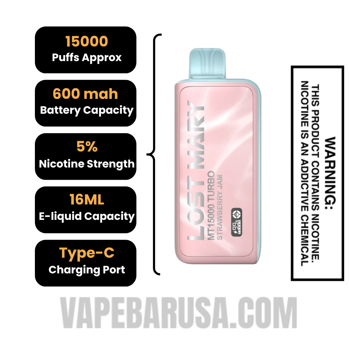 Strawberry Jam Lost Mary MT15000 Turbo Disposable Vape Specifications Strawberry Jam Lost Mary MT15000 Turbo Disposable Vape Specifications